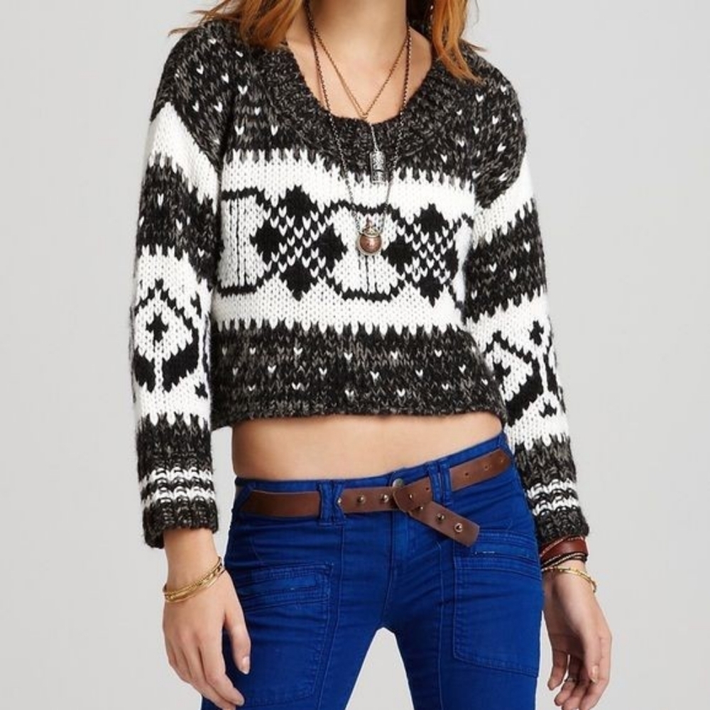 Free People Cropped Sweater Sz XS - Picture 1 of 6